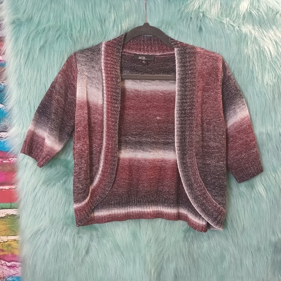 AGB Sweaters - AGB Petite Purple Black Silver White Sweater Cardigan Size PL